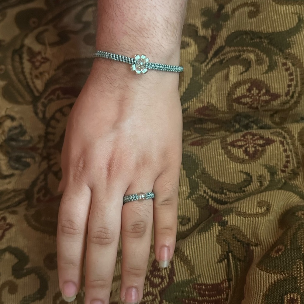 Silver and Green Delicate Bracelet